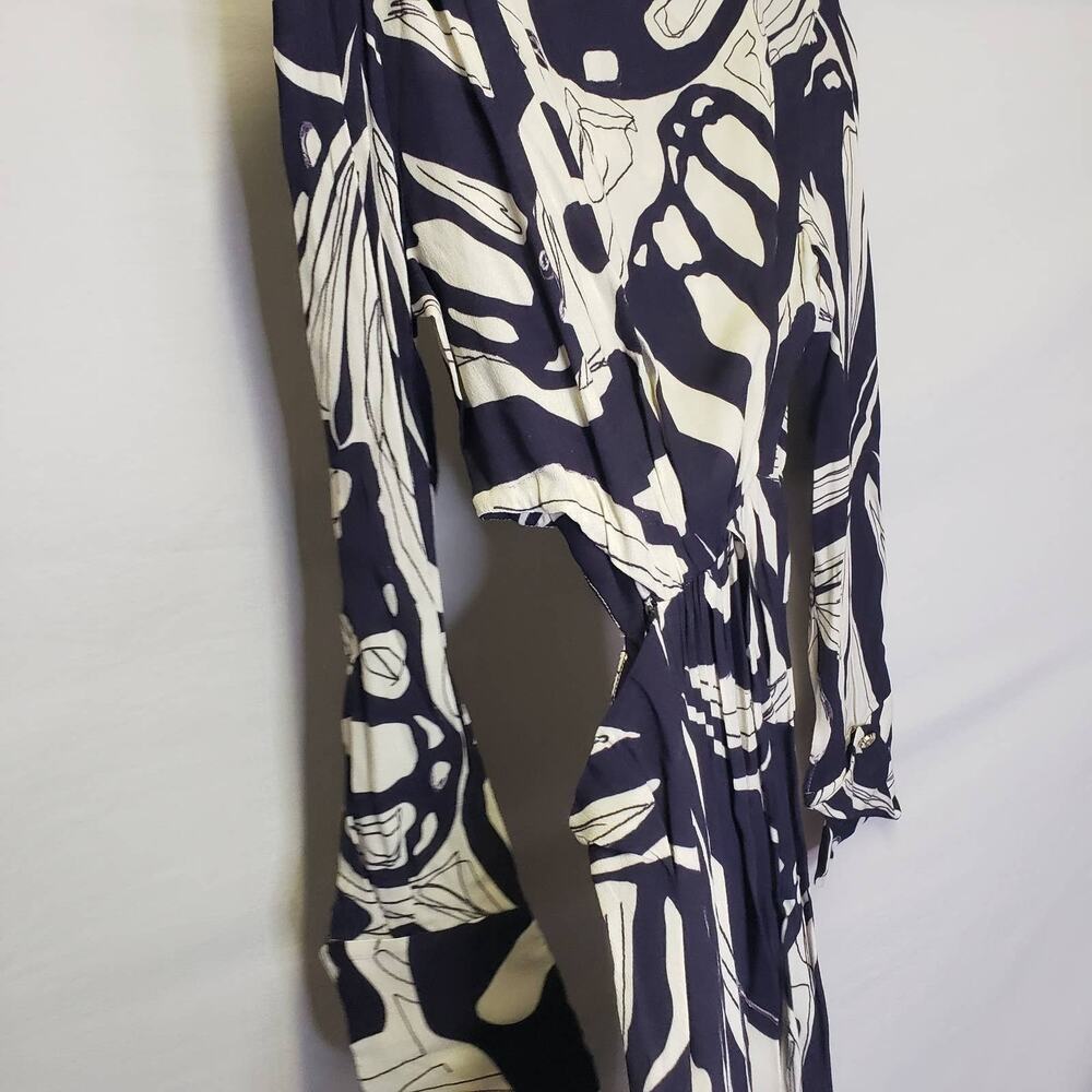 ZARA Printed Cut-out Long Sleeve Midi Dress Butterfly Print Purple XS - Picture 8 of 10